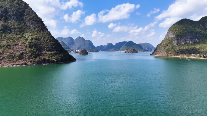 渠洋湖喀斯特山水风光广西靖西风景