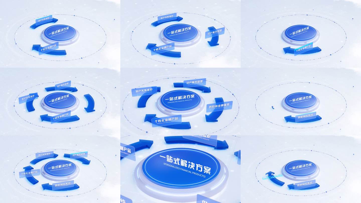 蓝色科技感业务流程动画