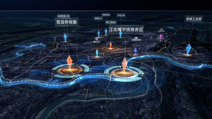 4K 两江新区地图 AE工程