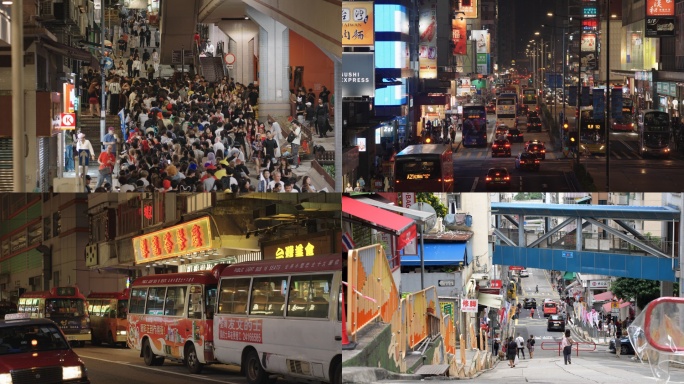 香港人文 街道 人流 夜景 霓虹灯 繁华