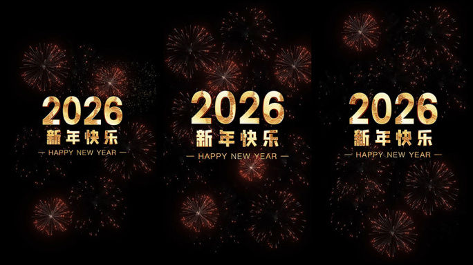 手机版2026新年烟花金字AE模板