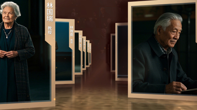 超宽屏历史人物介绍怀旧多人物展示AE模板