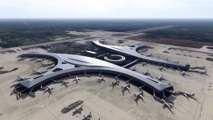 4K成都天府机场飞机起飞降落航拍空镜