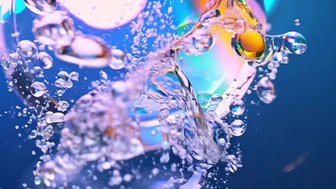 多彩液体化学反应 化学反应中气泡破裂