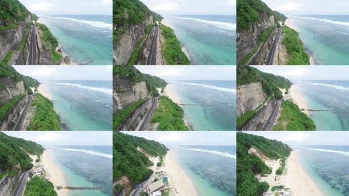 悬崖公路航拍海景