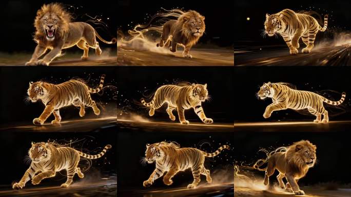 金色雄狮奔跑特效