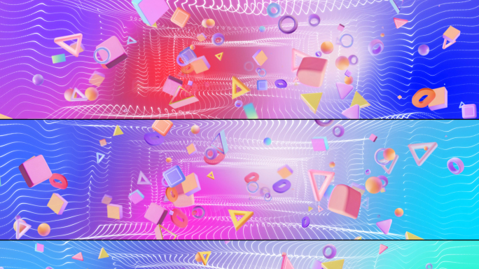 8k蒸汽波风格炫彩卡通几何图形空间背景