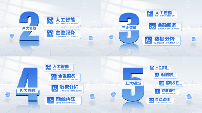 简洁蓝色科技文字分类包装展示