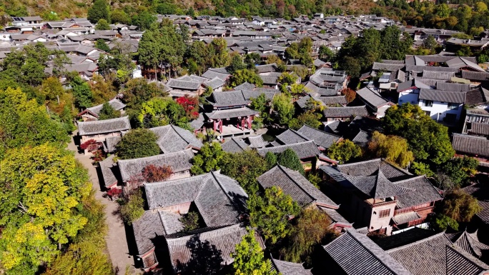 丽江束河古镇航拍素材