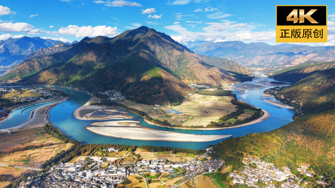 金沙江 虎跳峡 大拐弯 长江第一湾航拍