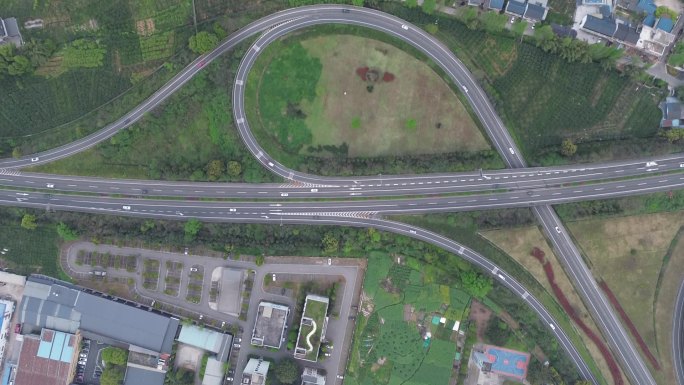 航拍高速立交桥全景