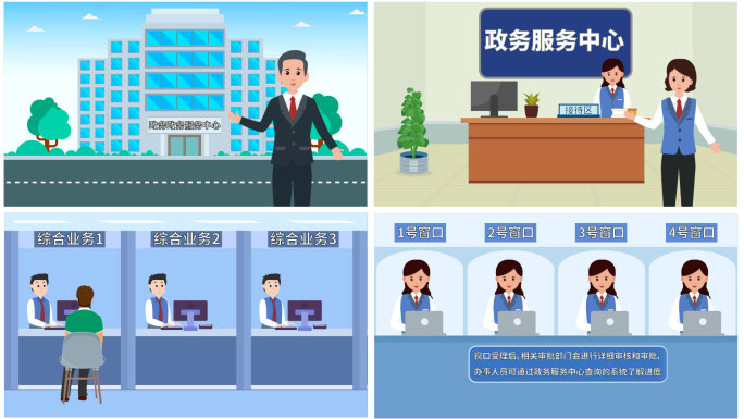 政务大厅政务服务中心一网通业务mg动画