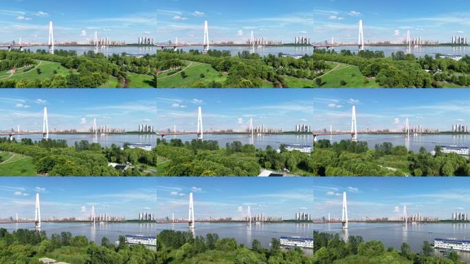 武汉江景绿地与白沙洲大桥