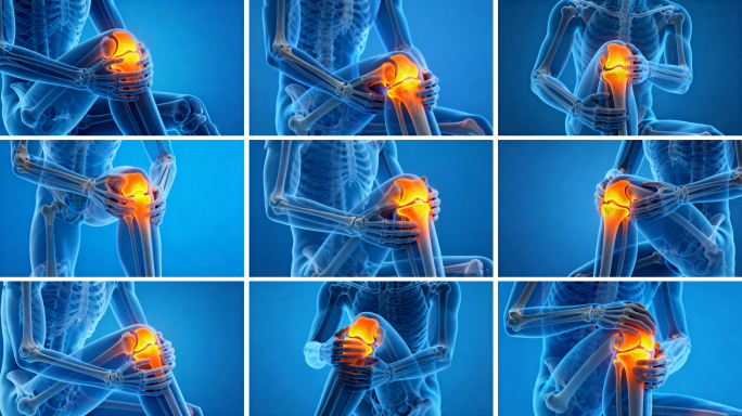 3D膝盖疼痛骨骼演示 人体膝关节疼痛