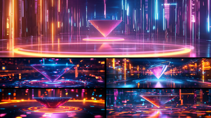 超宽屏 赛博朋克霓虹三角形
