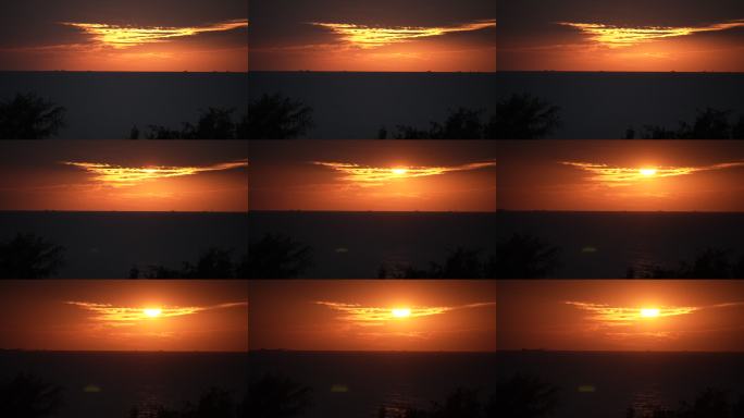 涠洲岛海面日落金色云彩延时