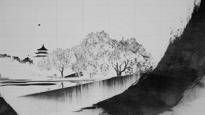 中国风水墨古风山水意境武侠武术vj