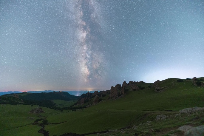 大青山草原星空银河延时