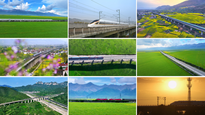 高铁动车列车 火车 复兴号和谐号