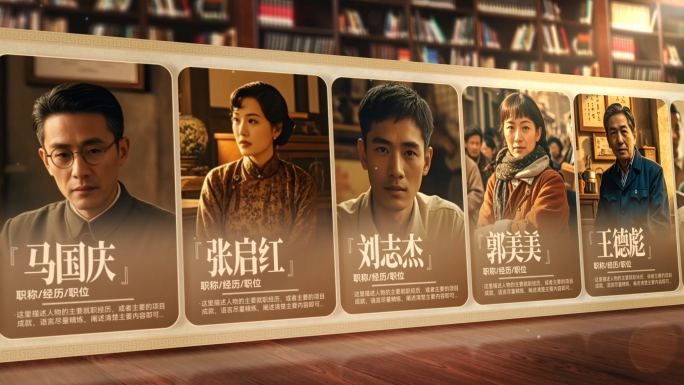 怀旧历史人物照片墙介绍展示ae模板