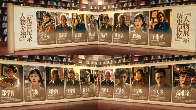 怀旧历史人物照片墙介绍展示ae模板