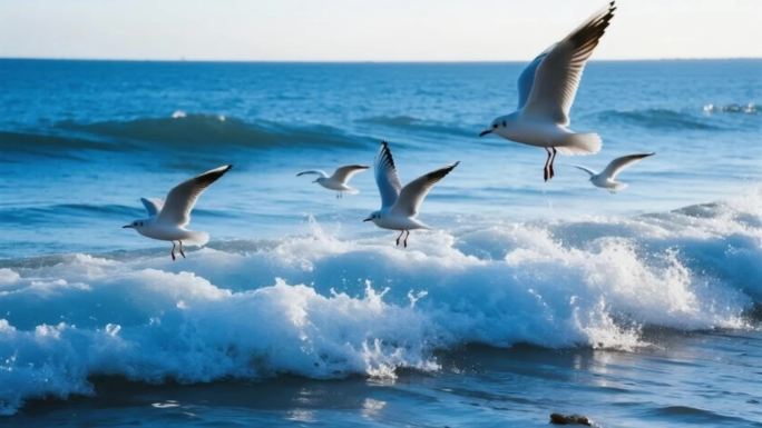 大海海洋海浪海鸥航拍ai素材原创4