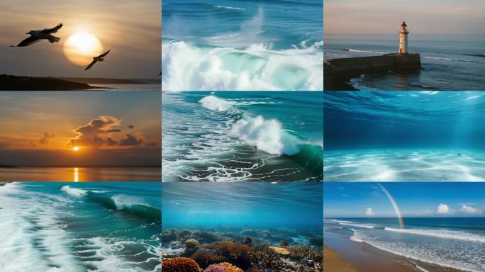 大海海洋海浪海鸥航拍ai素材原创4