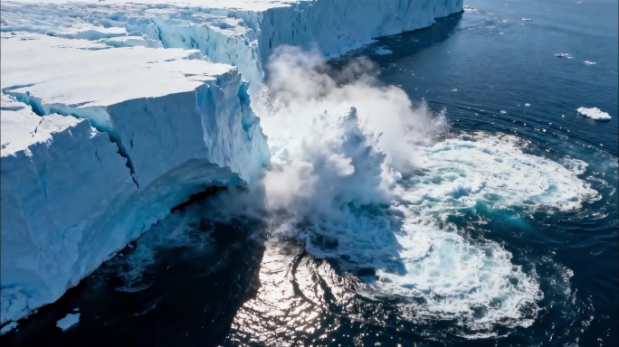 4K南极冰川融化震撼场景