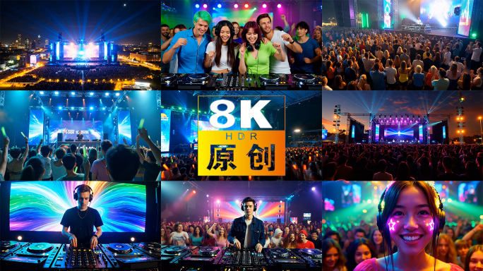 电音节狂欢现场DJ打碟与观众互动狂欢派对