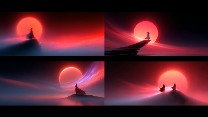 仙侠 武侠意境红色风格LED大屏