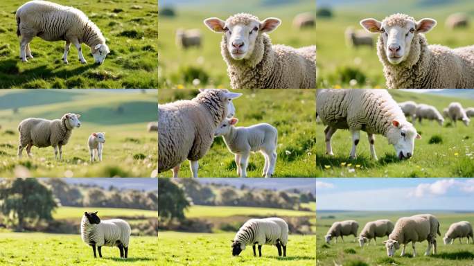 大草原绵羊羊群生态实拍