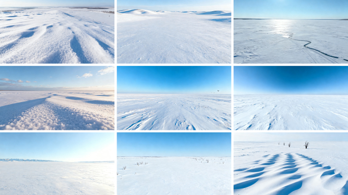 穿越机视角航拍雪原雪景风光