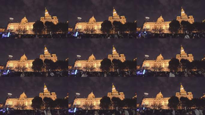 8K延拍上海外滩夜晚游客外滩两岸江边美景