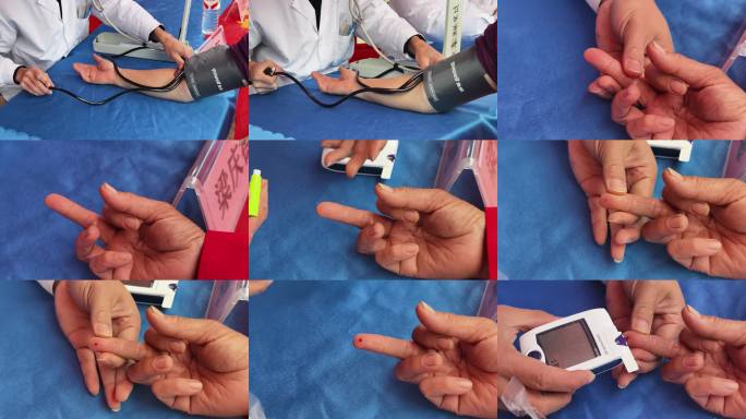 社区义诊测血压血糖 医生为老人免费体检