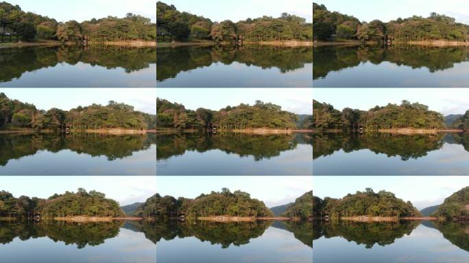 湖光山色倒影美景