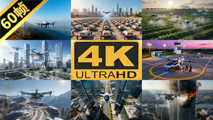 4K 低空经济 未来科技飞行器多领域作业