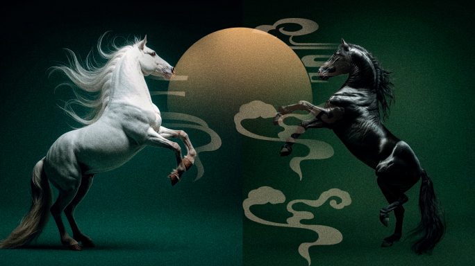 绿幕黑马奔跑视频素材