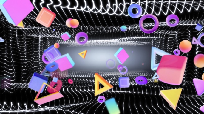 8k赛博朋克几何图形线条光影空间