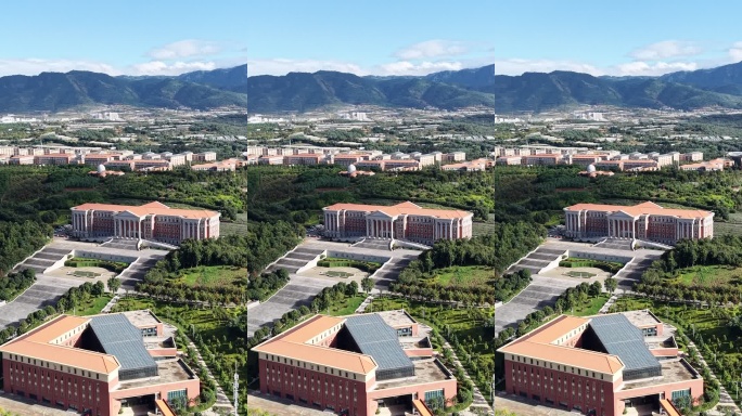 蓝天白云下的校园全景之呈贡大学城云南大学