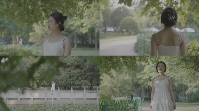 林间光影中的文艺女生