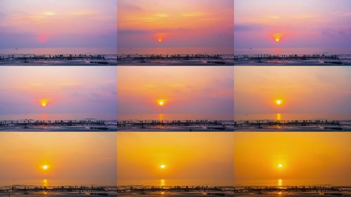 广西涠洲岛黎明阳光沙滩日出拾贝旅行延时