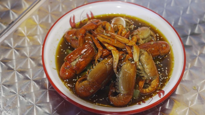 红烧小龙虾特写