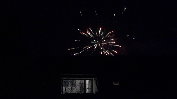 夜空中绽放的多彩烟花节日焰火