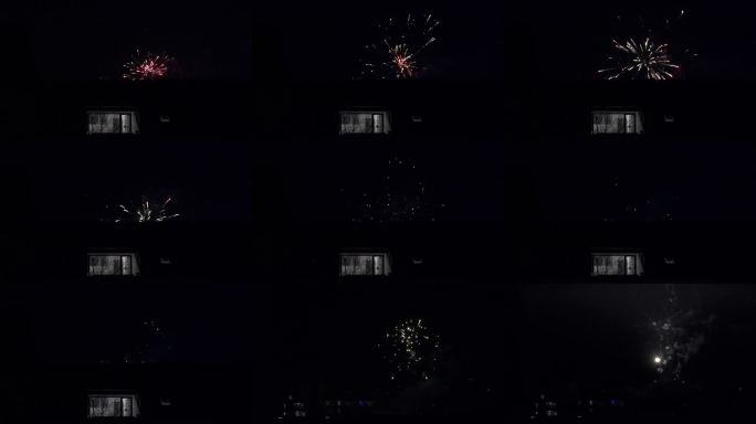 夜空中绽放的多彩烟花节日焰火