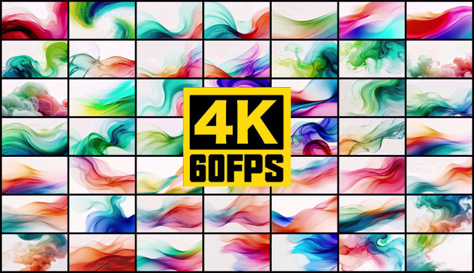 4K高清60帧多彩水墨流体艺术背景合集