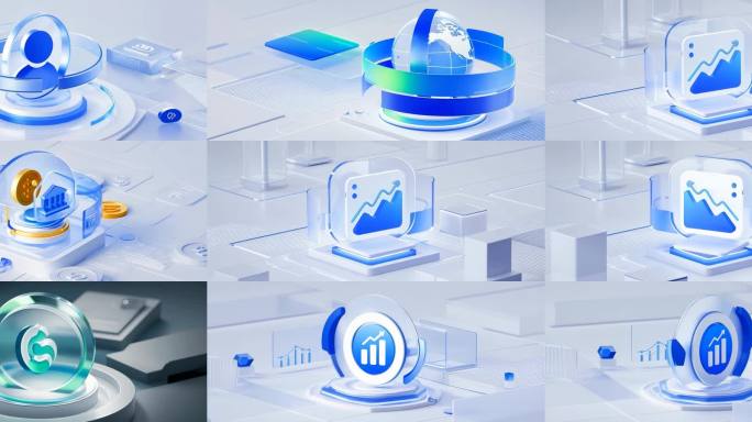 蓝色商务图表动态展示