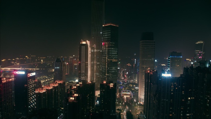 广州CBD珠江新城夜景高品质航拍
