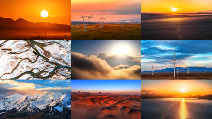 青甘环线自然风光戈壁风景能源建设延时航拍