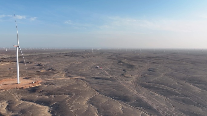 沙漠风电基地航拍