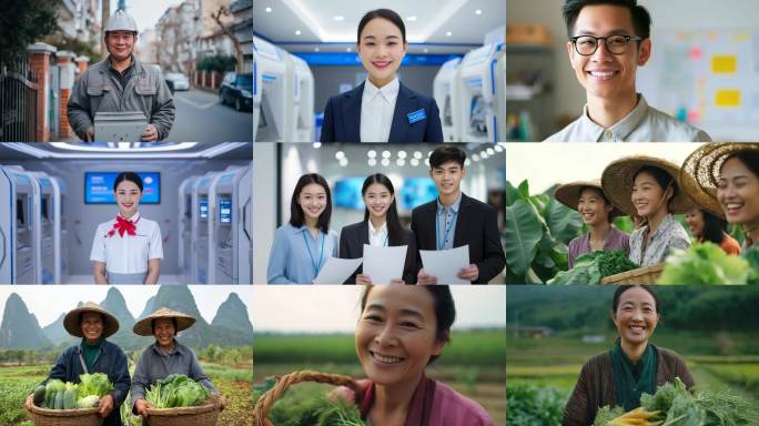 各行业职业幸福笑脸微笑